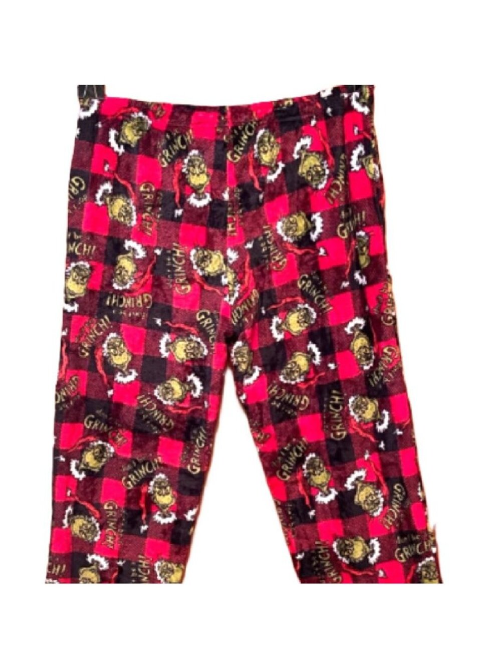 Dr Seusse The Grinch Fleece Pajama Pants 2XL Buffalo Plaid Christmas Lounge Max